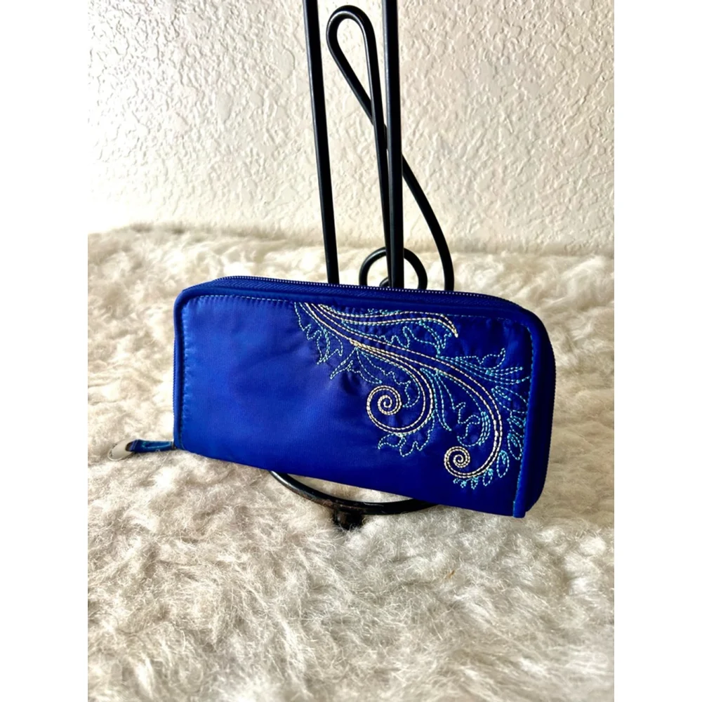 Travelon Safe ID RFID Wallet Long Women's Blue Full Zip